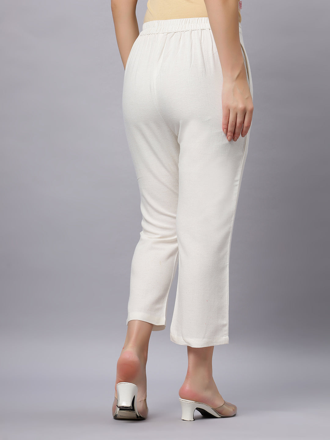 Autumn Hues White Cotton Pant