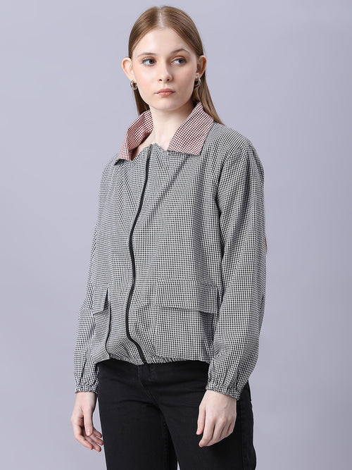 Autumn Hues Black and Pink Checks Reversable Jacket