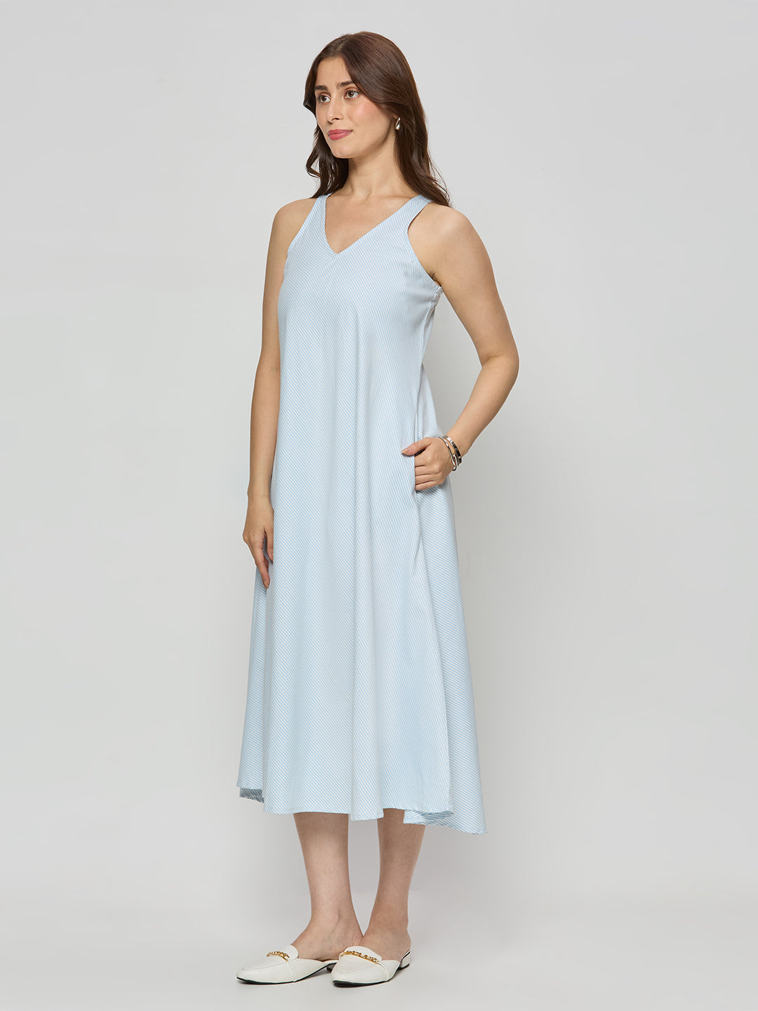Cotton bias cut sleeveless dress
